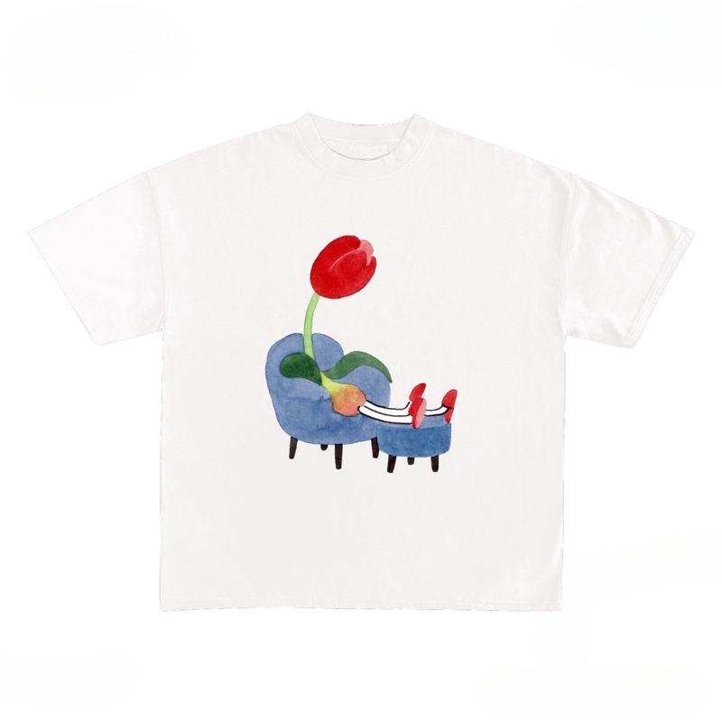 

Lazy Tulips Graphic Unisex Cotton T-shirt Tee Casuai Short Sleeve Crewneck Top Fashion Streetwear Autumn Kawaii Kpop Shirt 4XL