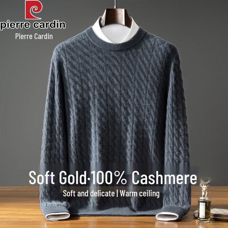 Pierre Cardin 100% Cashmere Men's Crew Neck Pullover Sweater
