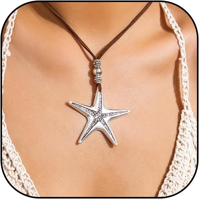 Dcfywl731 Starfish Seashell Necklace for Women Shell Pendant Accessories Chunky Gold Beach Jewelry Womens Fashion Accessories Summer Outfits for