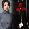 Chic And Stylish Long Chain Necklace For Women Adorned With Beautiful Alloy Flowers Perfect For Fall And Winter