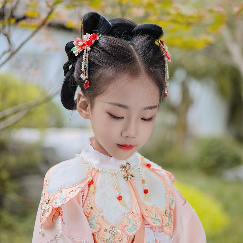 Kids' Classic Hanfu Hair Clip: Fairy Bow Tassel Hairpin for Girls
