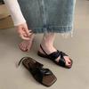 2025 Women Summer New Fashion Slippers with Square Toe Casual Luxury Roman High Quality Slippers for Women