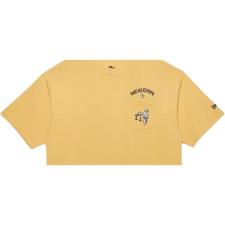 New Era Crew Neck Pocket Detail Short Sleeve T-Shirt Unisex Tops Yellow 13789174