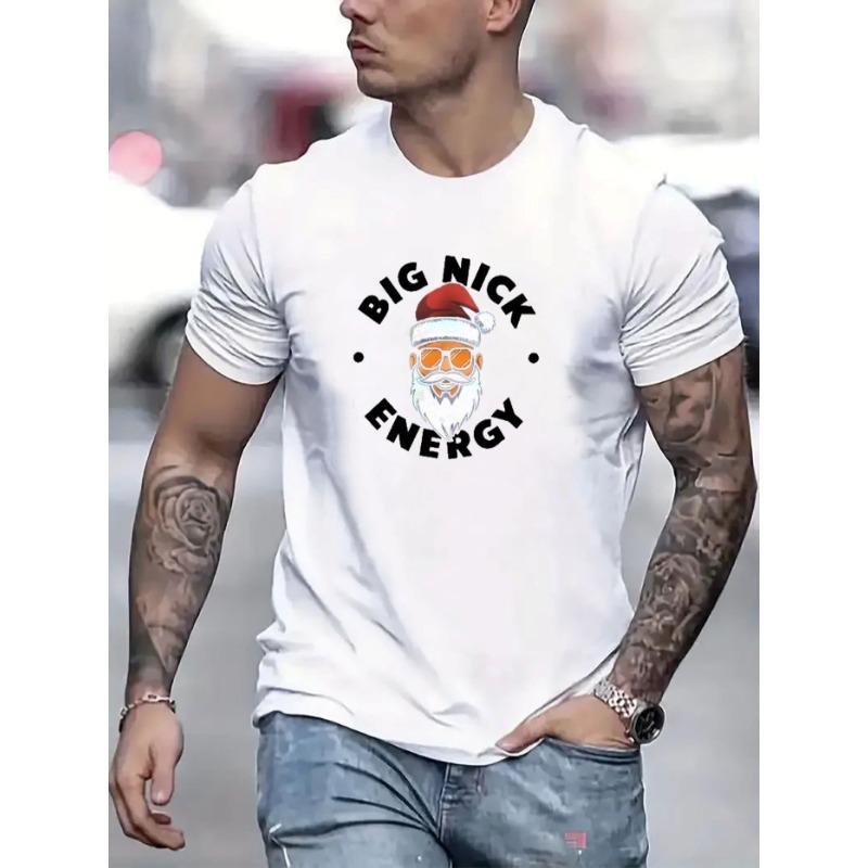 European Size Mens Christmas TShirt Comfortable Crew Neck Casual Cotton ShortSleeves Soft Breathable Top Menswear Tshirt Summer Spring Streetwear