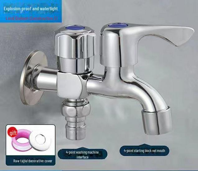 Waschmaschinen-Wasserhahn mit zwei Ausgängen und erweiterter Konstruktion für Wischbecken