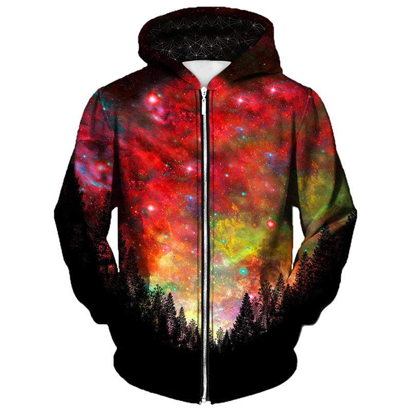 

Colorful Sky 3D Printed Zip Up Hoodie Unique Design Pattern Street Hooded Coat Harajuku Retro Spring Autumn Oversized Hoodies S