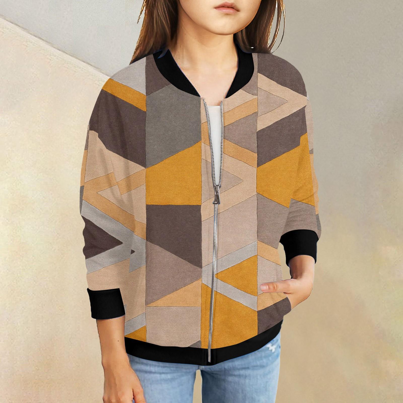 

Куртки на молнии для девочек, детские осенние толстовки с длинными рукавами, верхняя одежда с карманами 5-15 лет 130 оранжевый