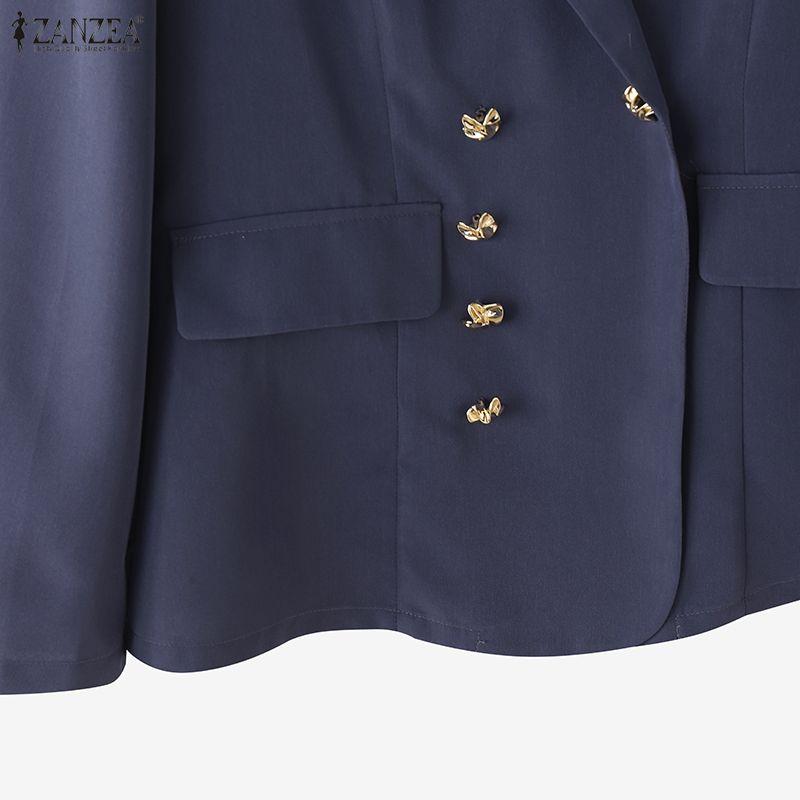 ZANZEA Damen Lässiger Umlegekragen Langarm Dünner Cardigan Blazer