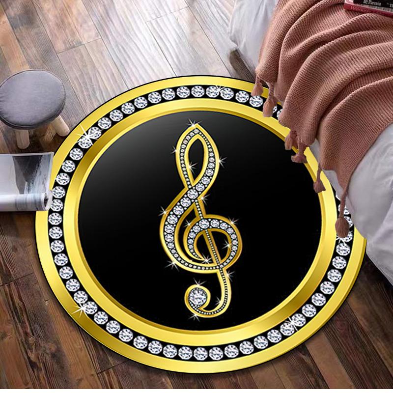 1Pc Staff music Circular Print Rug - home decoration Carpet For Living Room Bedroom Flooring Computer Chair Area Rug