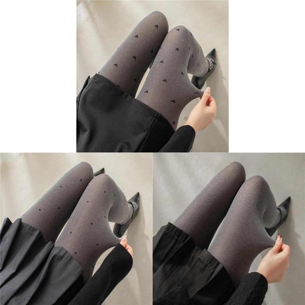 Classic Nylon Tights With Heart Pattern For Women Fall Winter Fashion