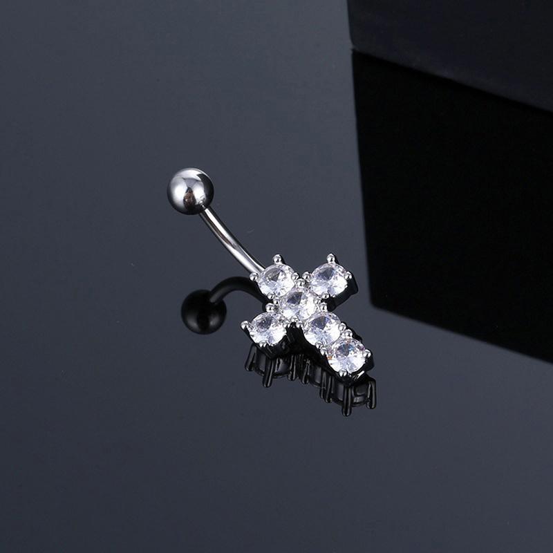 Doux cristal Zircon croix nombril anneau croix Piercing mode nombril ongles