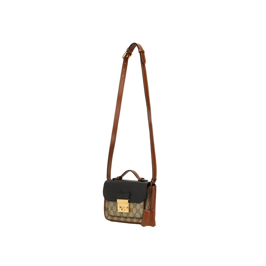 GUCCI Padlock Canvas With Leather Lock Bag, Messenger Bag, One Shoulder Handbag, Crossbody Bag Mini Unisex