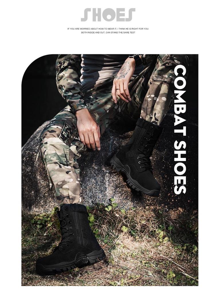 2025 Men's Tactical Combat Boots: Wear-Resistant Military & Hiking Footwear for Desert, Mountaineering, and Special Forces Training.