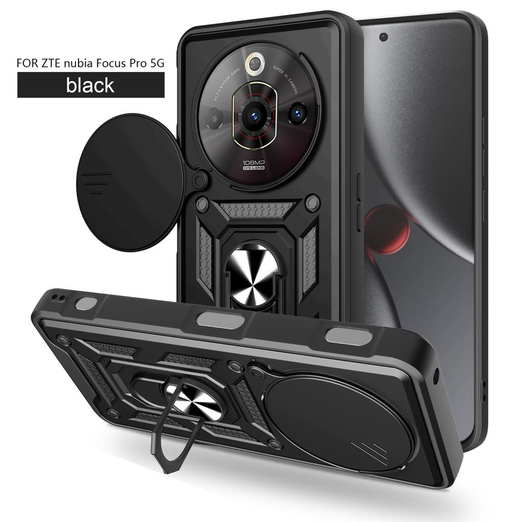 Für ZTE nubia Focus Hülle ZTE nubia Focus Pro Cover ZTE A75 Magnetischer Ringhalter Rüstungs-Handyhülle Schieb-Kamera-Schutz Rückseite