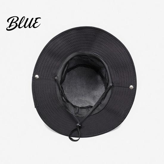 Unisex Foldable Summer Hat Wide Brim Bucket Hat  UV Protection Sun Waterproof Quick Dry Fishing Adjustable Windproof Cap with Wind Lanyard &