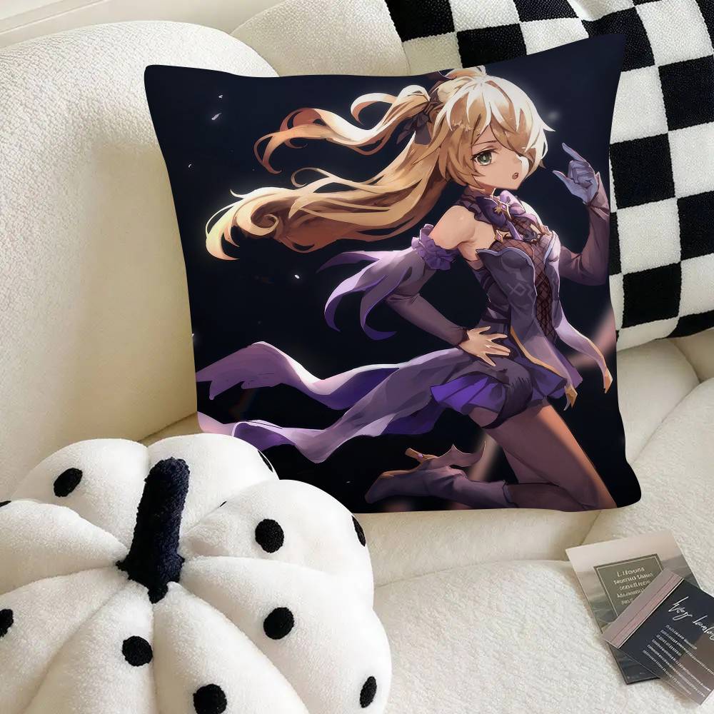 Fischl Anime Game Genshin Impact CUTE Pillow Case Square Pillow Bedroom Sofa Leisure Comfort Cushion Car Home Decoration
