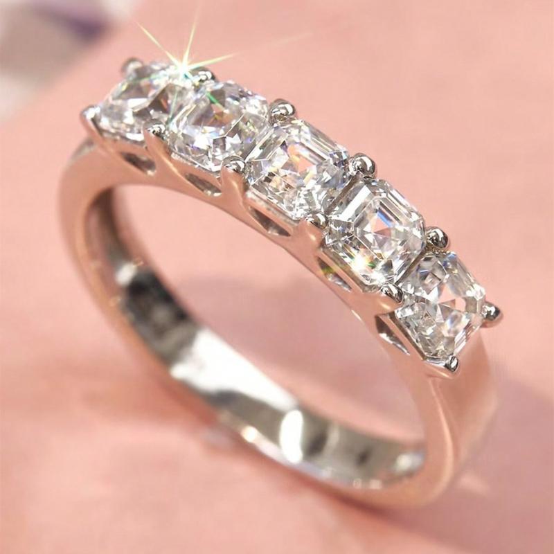 

Simple Style Square Zirconia Rings Women Versatile Fashion Accessories for Engagement Women Daily Wearable Finger Zircon ZF5295-1-10