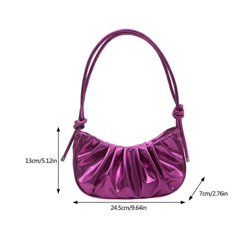 Damväska Trendig Armhålsväska Stor Kapacitet Axelväska Plisserad Armhålsväska Modeväska Söt Messengerväska Silver