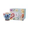 JOYYE Flower Jade Ceramic Mug with Spoon, 450ML