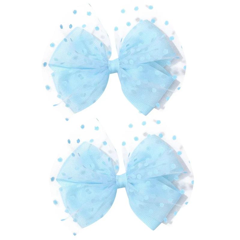 2 Pack Organza Hair Bows Clips for Girls, Non-Slip Kids Hair Accessories Cute Princess Hairpins (2025 New)