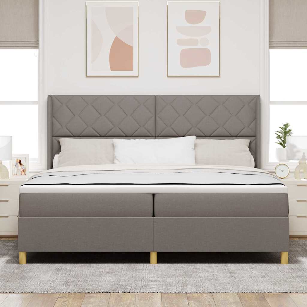 Boxspring bed with LED light strips Taupe 200 x 200 cm Fabric