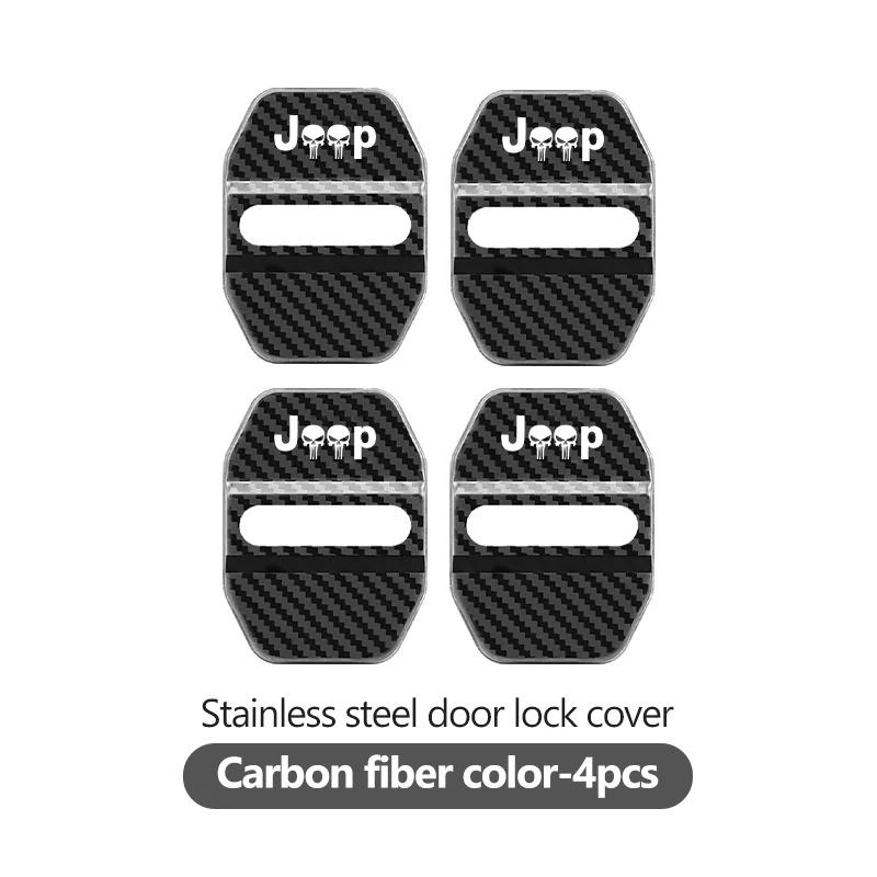 4Pcs Decorative Car Door Lock Buckle Cover Protector for Jeep Renegade Wrangler JK JL Grand Cherokee Compass Patriot Auto Parts