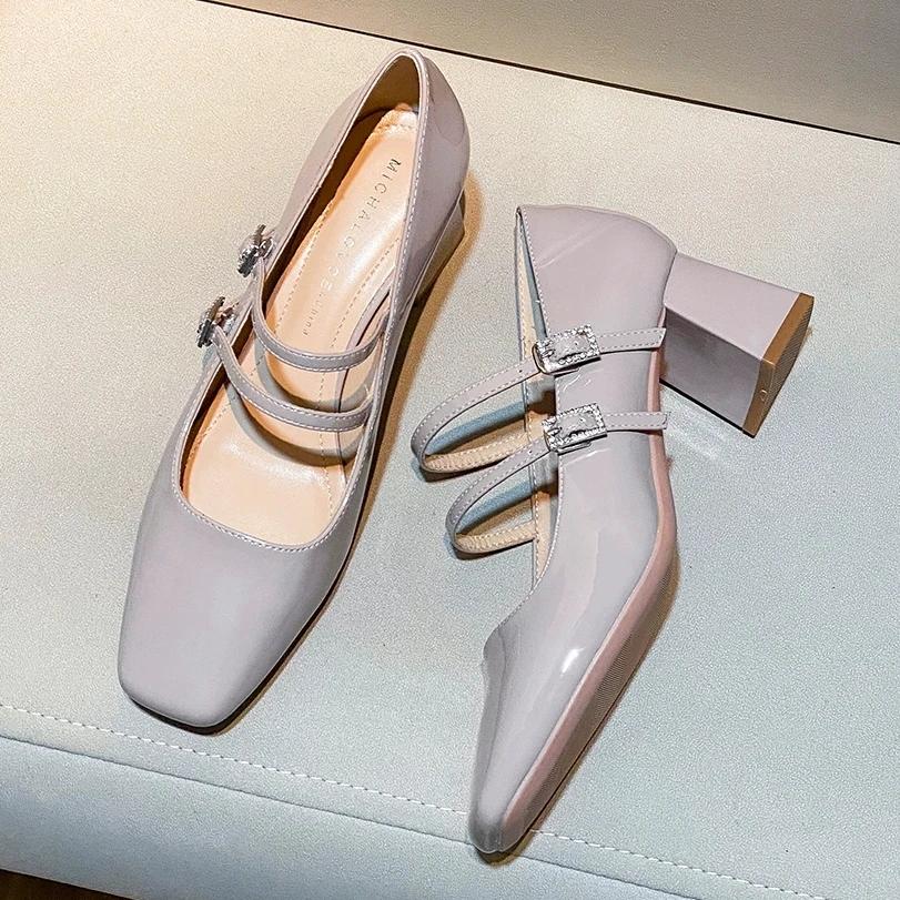 

Весенне-осенние новые туфли на высоком каблуке в корейском стиле, квадратный носок и Мэри Джейн, женские туфли 40