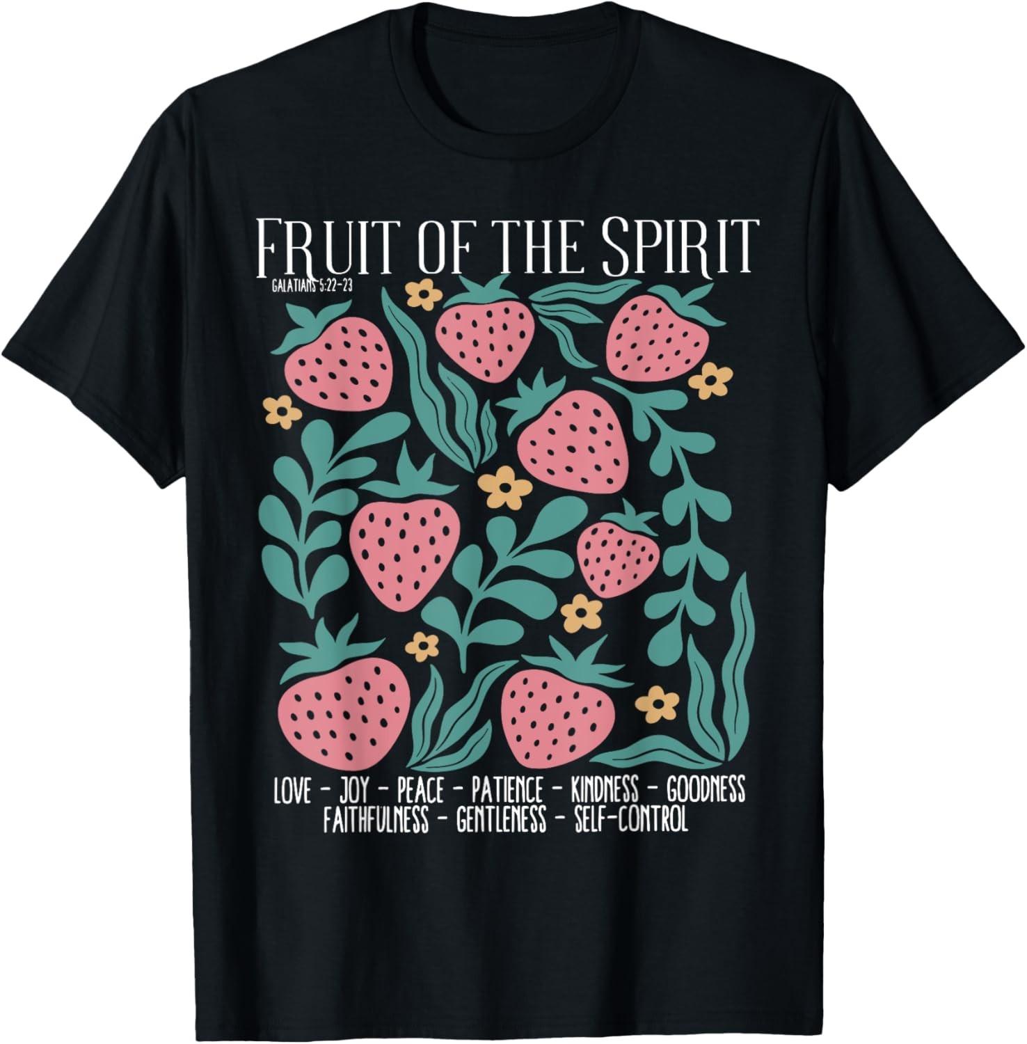 Retro Fruit Of The Spirit Strawberry Bible Verse Christian -Shirt M