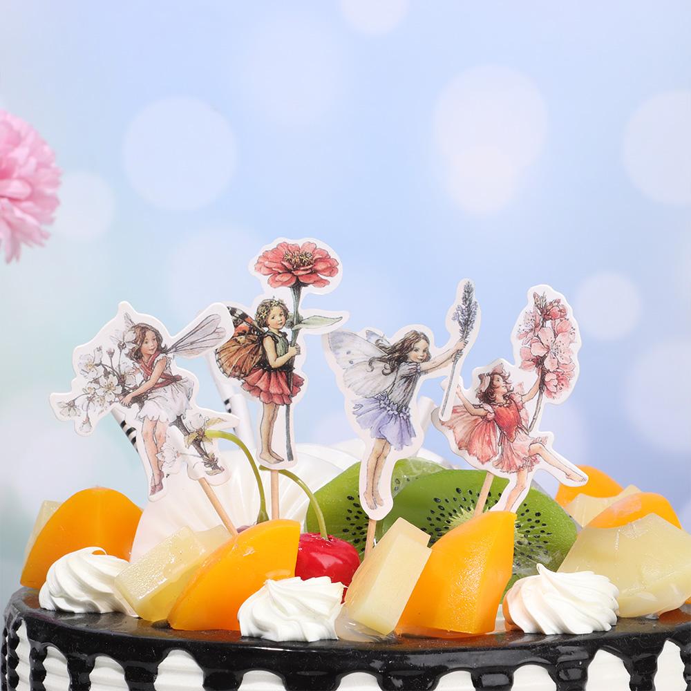 

Kids Birthday Party Supplies Flower Theme Angel Sticks Cupcake Decoration Fairy Girls Cake Topper