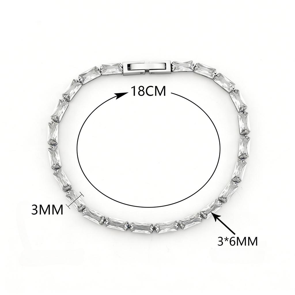 Zircon Tennis Bracelet Women's Square Light Luxury Exquisite Bracelet Gift Jewelry