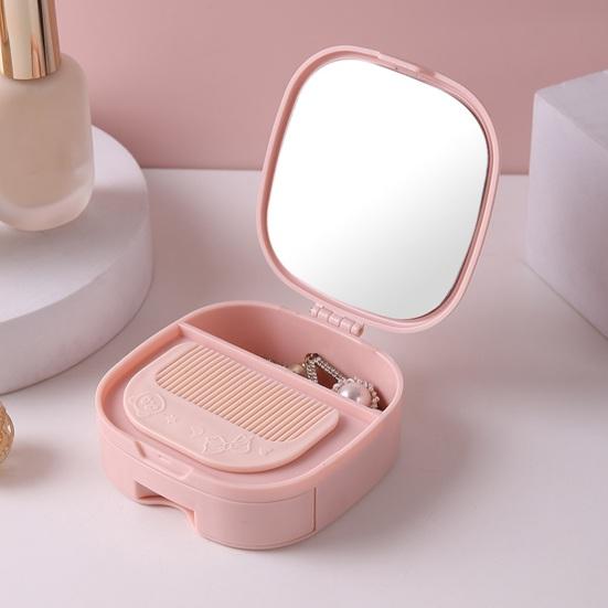 Travel Jewelry Case with Mirror And Comb Portable Compartmented Jewelry Storage Box Mini Jewelry Organizer for Women Earrings Small Accessories