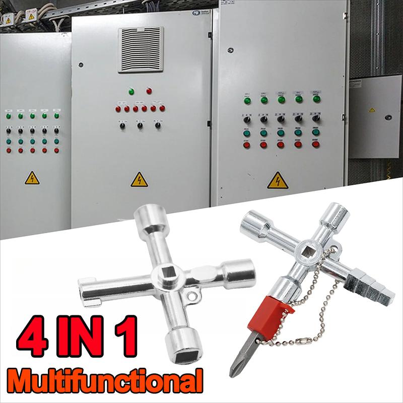 4 In 1 Universal Key | Practical Fire Brigade Construction Keys Multi-Functional Universal Cross Key With Bit Zinc Alloy