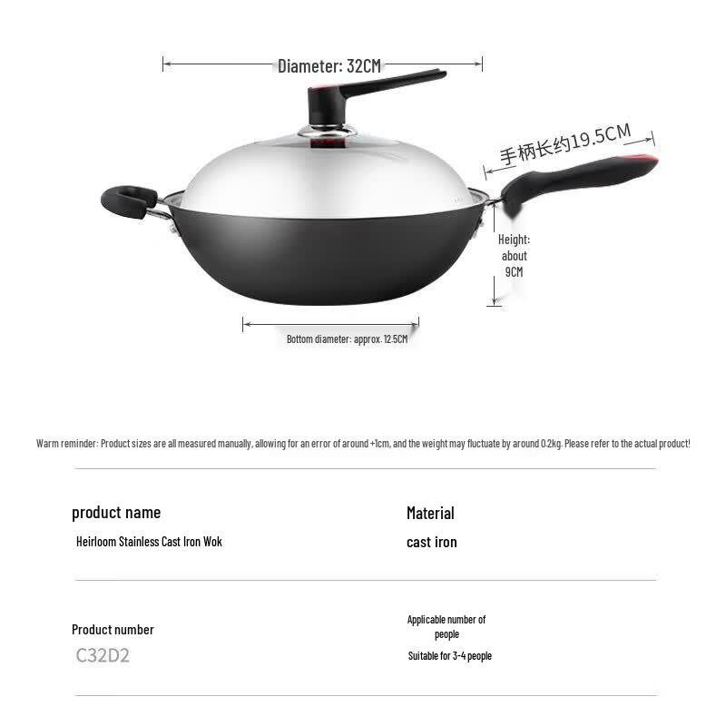 COOKER KING Heritage 32cm Cast Iron Wok