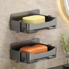 Bathroom Soap Holder Free-Punching Wall Mounted Soap Sponge Holder Organizer Double Drainage Soap Dish Bathroom Accessories