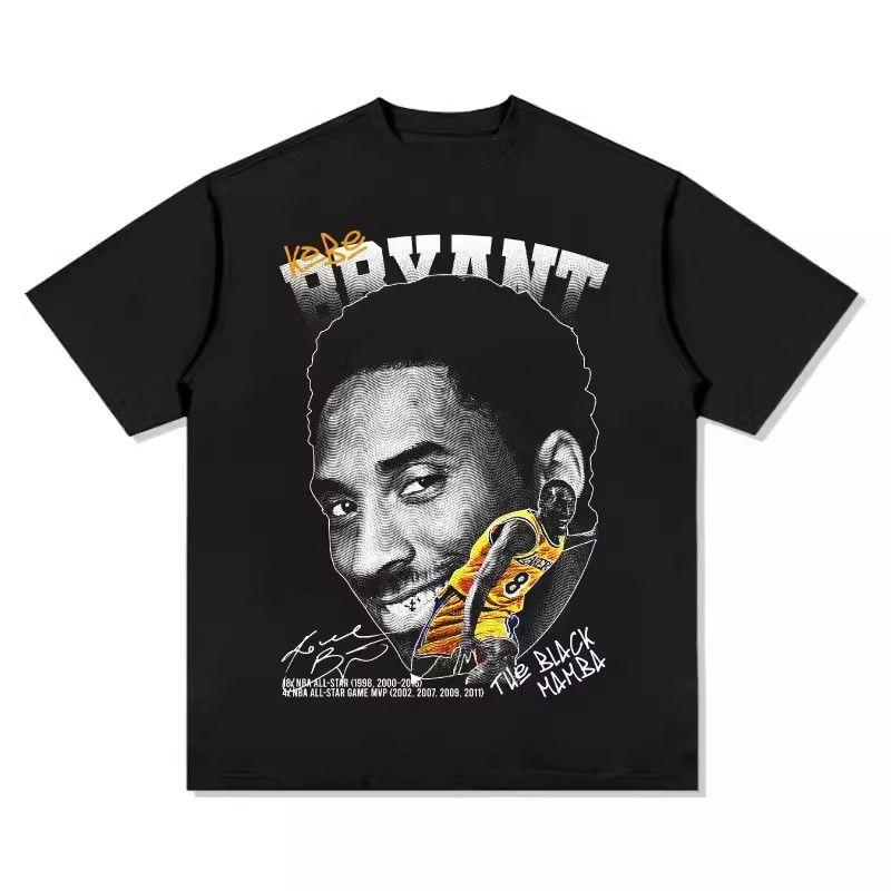 

Хлопковая футболка 200 г Уличный хип-хоп Модный бренд Ретро принт Тяжелая Круглый вырез Короткий рукав Топ M