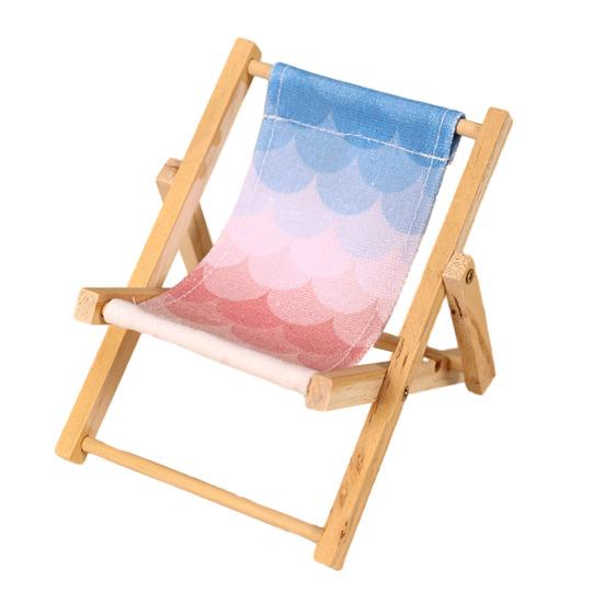 Phone Stand Solid Wood Canvas Construction Mini Lounge Chair Design Multi-Angle Adjustable Phone Holder Desktop Ornament