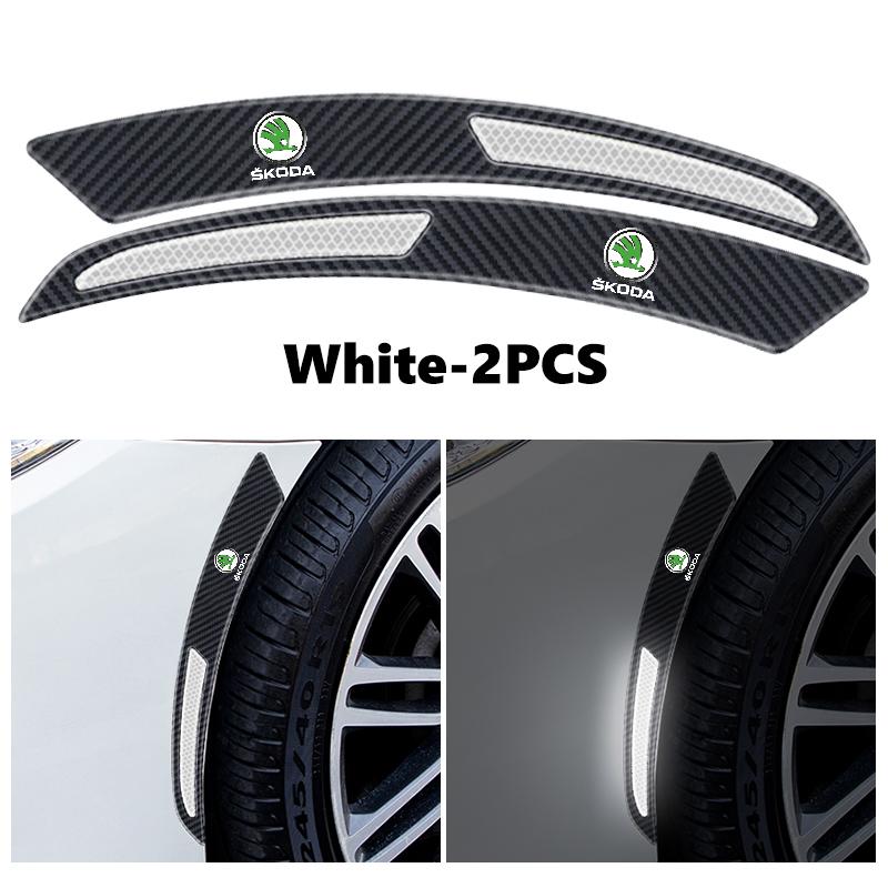 cycr3 For Skoda Carbon Fiber Car Wheel Eyebrow Fender Sticker Reflective Strips Warning Protector Strip Octavia Superb RAPID FABIA