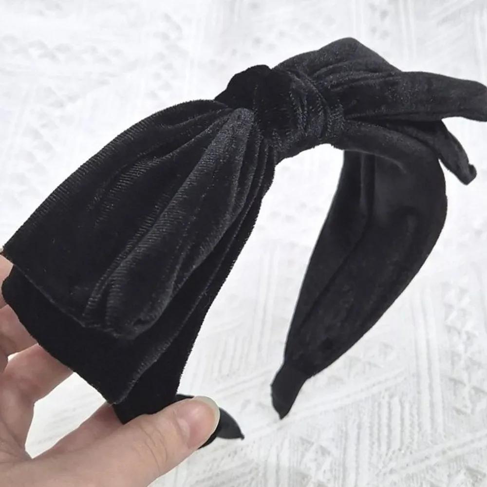 Black velvet ribbon headband hairband accessory wide thick headband