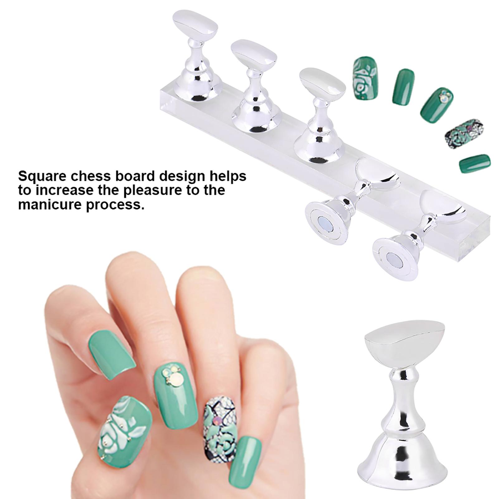 

Manicure 5Pcs Nail Art Tip Holders Magnetic Chess Board Display Practic Stand, Chess Board Nail Art Display Set with Stand, Chess Board Manicure