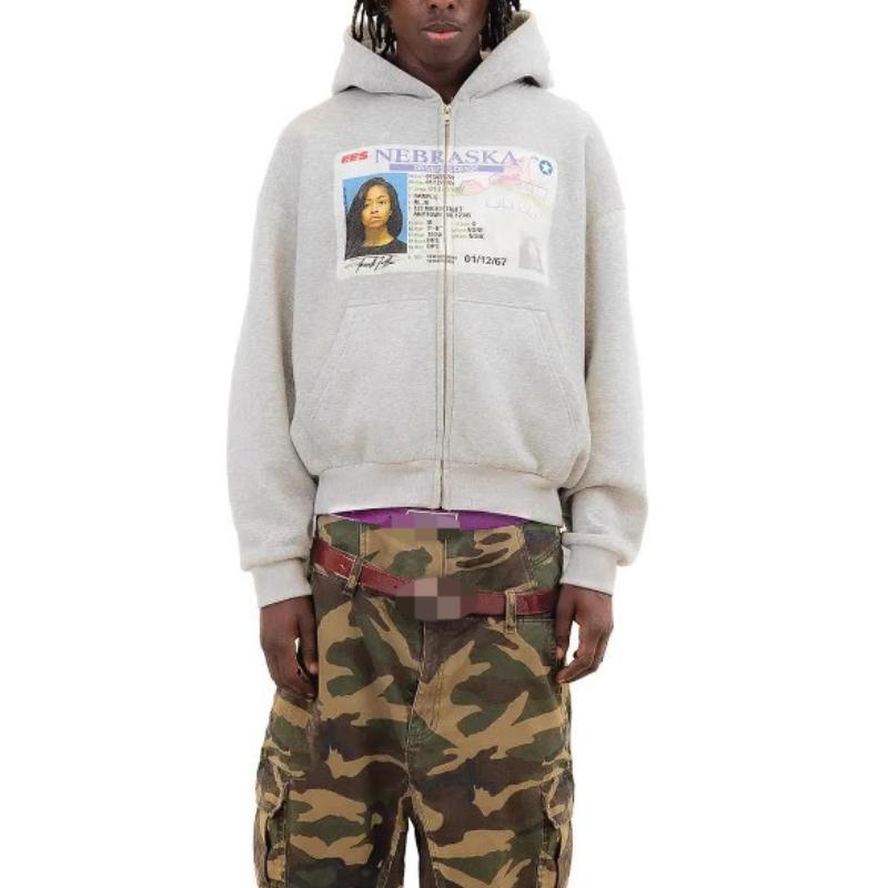 Evropská a americká Y2K personalizovaná tištěná mikina s dlouhým rukávem, retro streetová móda, mikina na zip