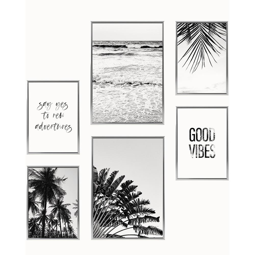 Scandinavian Poster Black White Beach Palm Tree Nordic Style Wall Art Canvas Print Painting Decoration Picture Living Room Decor No Frame