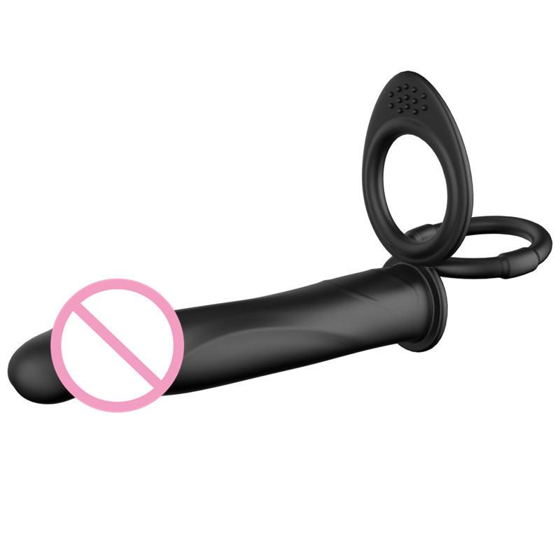 Skin Friendly Beginner Vibrating Strap On Dildo Double Penetration Anal Plug Reusable Adult Toy for Men