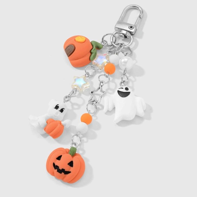 Halloween Pumpkin Skeleton Specters Keychain DIY Accessory With Zinc Alloy Charm For Party Decorations
