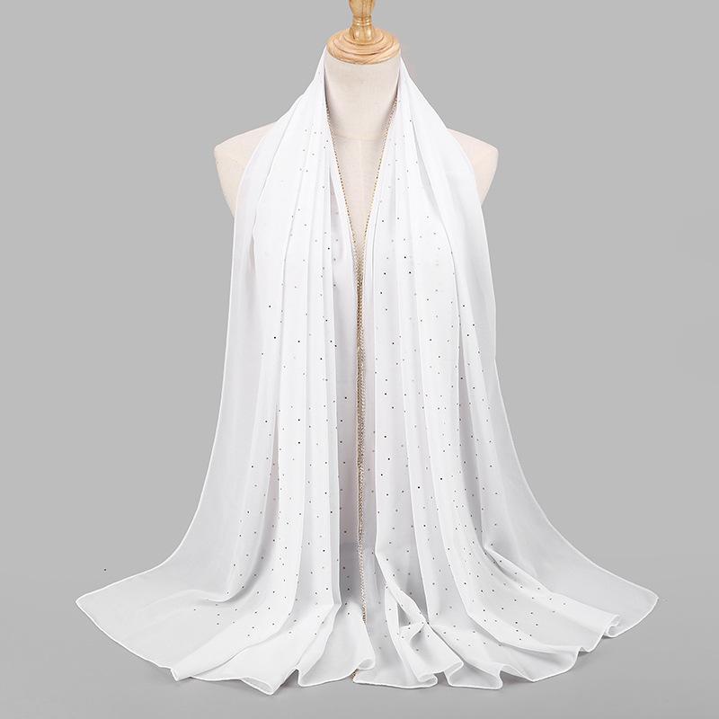 Diamond Chain Chiffon Hijab Scarf Veil Long Shawl Head Scarf Headwraps Hoofddoek Islamic Turban Shawl For Women Muslim Hijabs