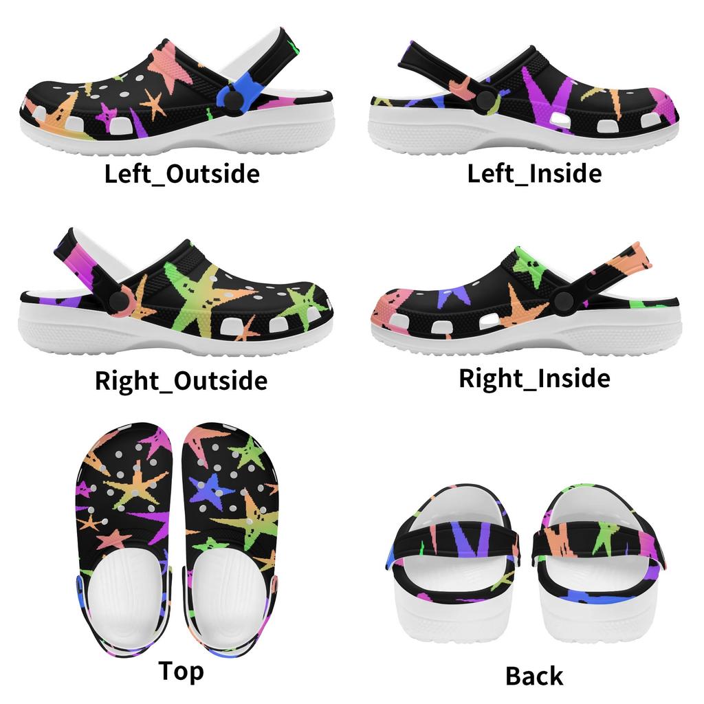 White EVA Clogs with Cosmic Snake Print, Lightweight Slip On Garden Shoes, Breathable Beach Sandals, Indoor Outdoor Slippers for Men Women