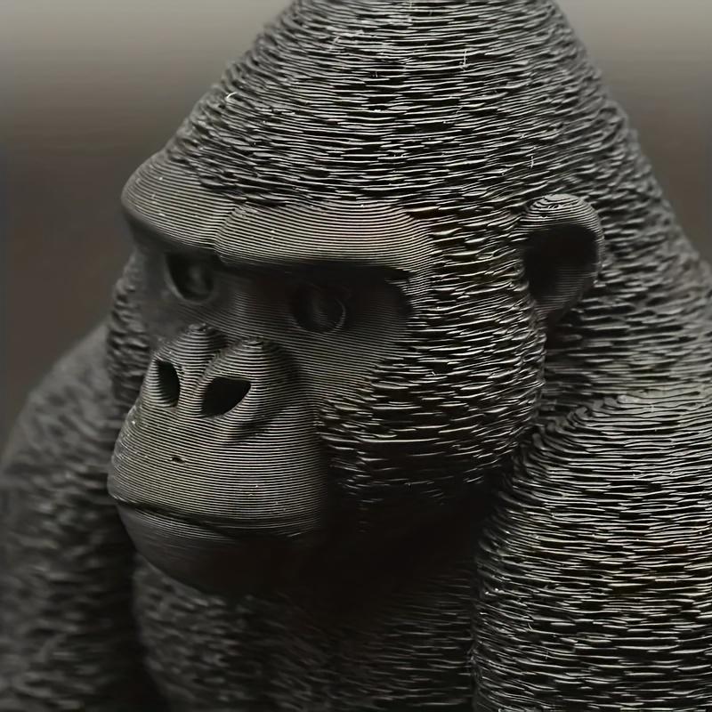 3D Printed Silver Backed Gorilla Statue, Realistic Chimpanzee Ornament, Used for Desktop, Office, and Holiday Home Decoration