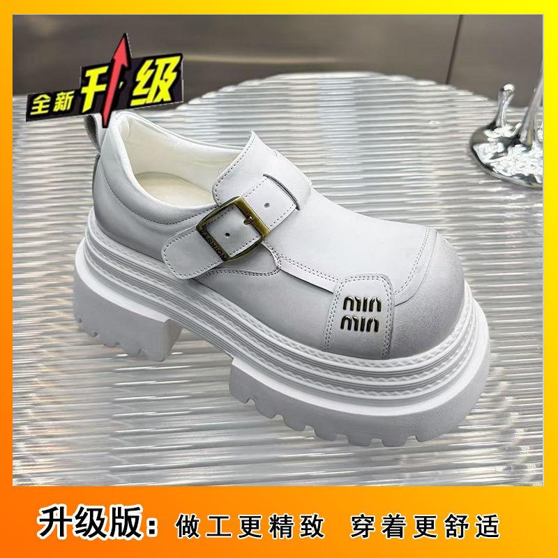 

With skirt, big head loafers, small height increase, deep mouth single shoes, thick sole small leather shoes, women s 2024 spring new models 40