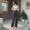 Women's Black & Gray Wide-Leg Jeans: Spring 2023 Loose High-Waist Straight Trendy Pants