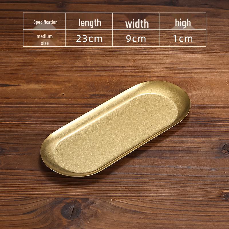 Retro Gold Stainless Steel Tableware Set: Rectangular Plate, Seasoning Dish, Bowl, Water Cup, Chopsticks, Spoon.