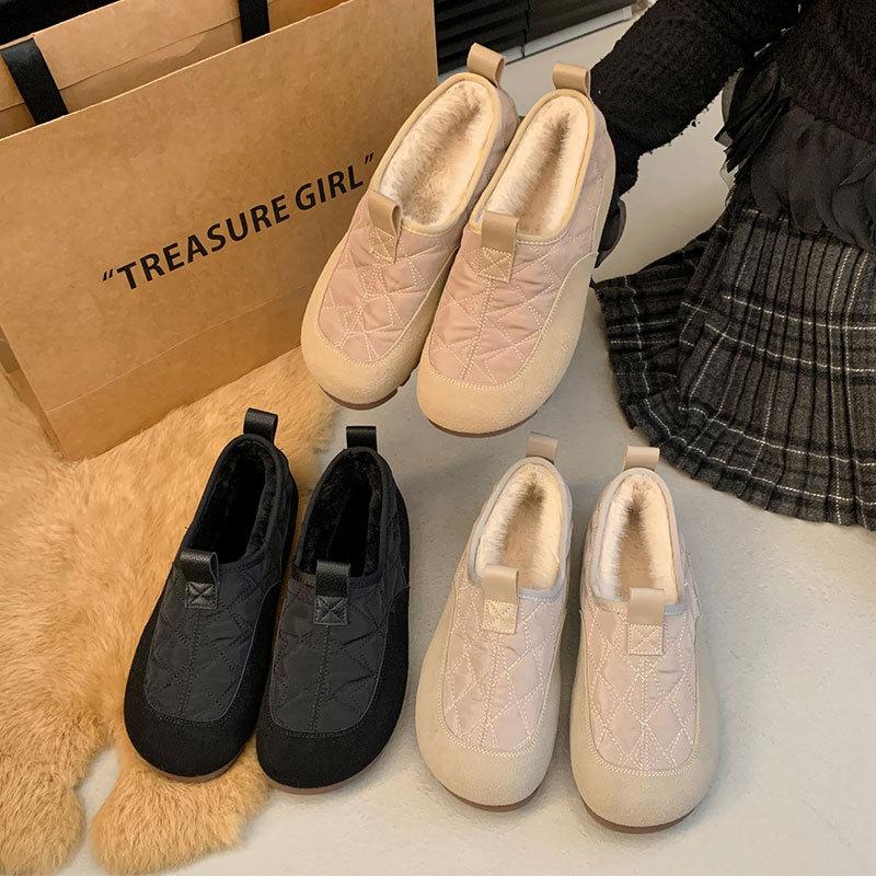 Fashion 2024 Winter New Style Plus Velvet Warm Women Shoes Loafers Soft Bottom Non-slip Waterproof Fashion Cotton Shoes Casual Sneakers